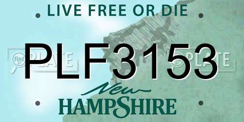 PLF3153 New Hampshire License Plate