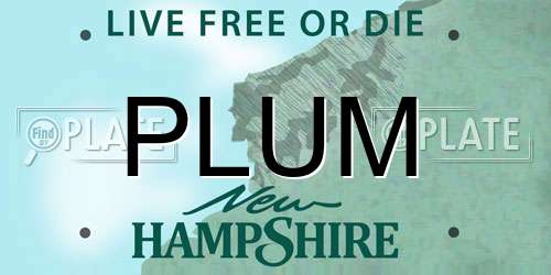 PLUM New Hampshire License Plate