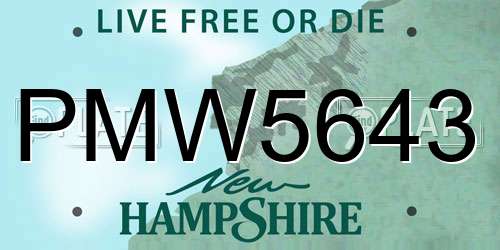 PMW5643 New Hampshire License Plate