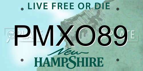 PMXO89 New Hampshire License Plate