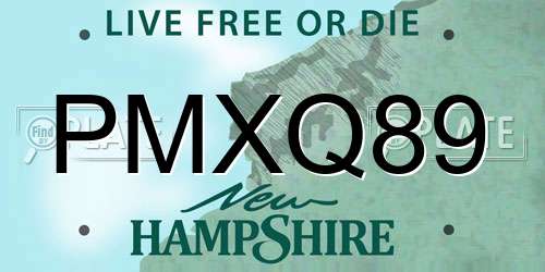 PMXQ89 New Hampshire License Plate