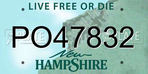 PO47832 New Hampshire License Plate