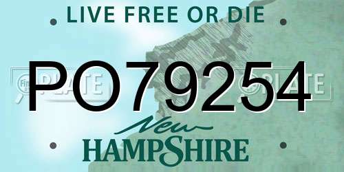 PO79254 New Hampshire License Plate