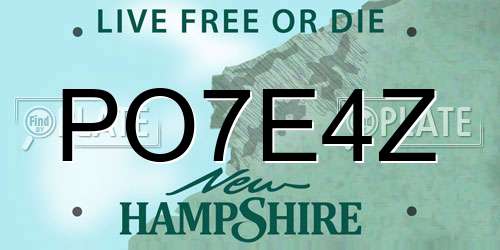 PO7E4Z New Hampshire License Plate