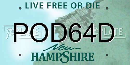 POD64D New Hampshire License Plate
