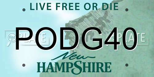 PODG40 New Hampshire License Plate