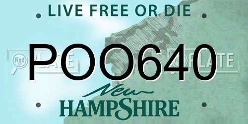 POO640 New Hampshire License Plate