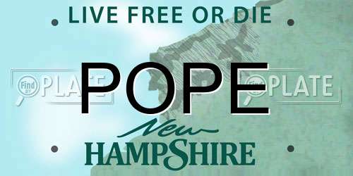 POPE New Hampshire License Plate