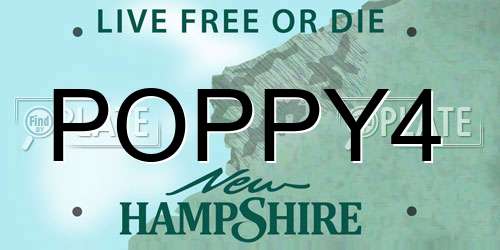 POPPY4 New Hampshire License Plate