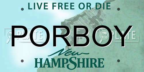 PORBOY New Hampshire License Plate