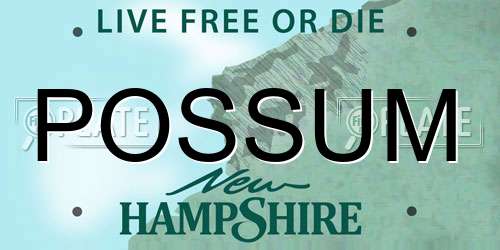 POSSUM New Hampshire License Plate