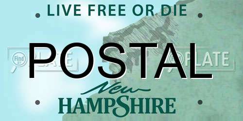 POSTAL New Hampshire License Plate