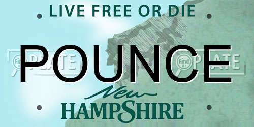 POUNCE New Hampshire License Plate
