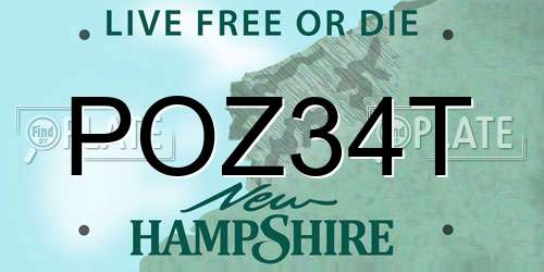 POZ34T New Hampshire License Plate