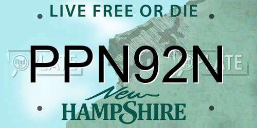 PPN92N New Hampshire License Plate