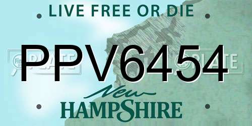 PPV6454 New Hampshire License Plate