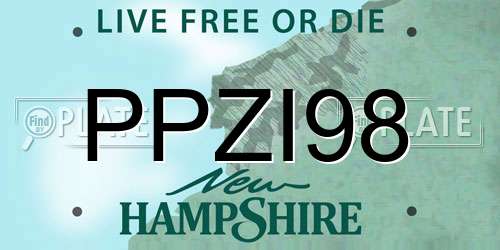 PPZI98 New Hampshire License Plate