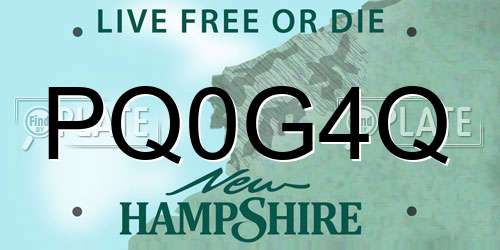PQ0G4Q New Hampshire License Plate