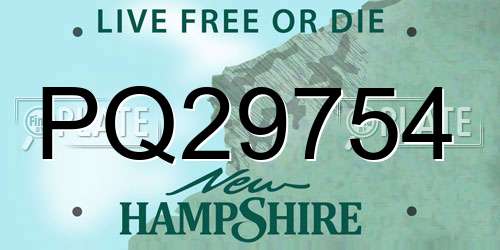 PQ29754 New Hampshire License Plate