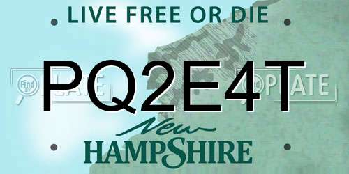 PQ2E4T New Hampshire License Plate