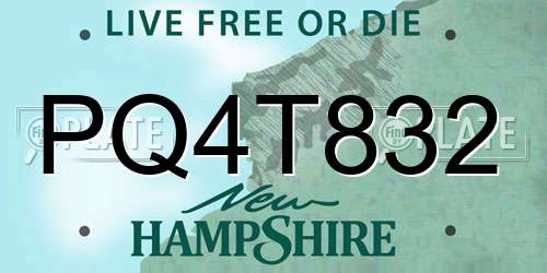 PQ4T832 New Hampshire License Plate