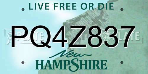 PQ4Z837 New Hampshire License Plate