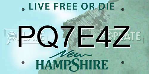 PQ7E4Z New Hampshire License Plate