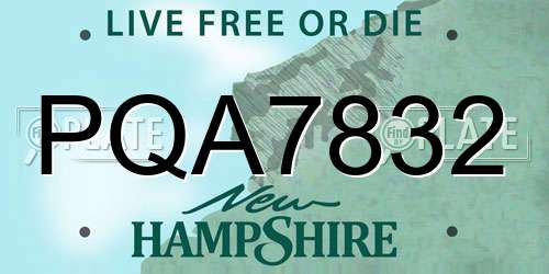 PQA7832 New Hampshire License Plate