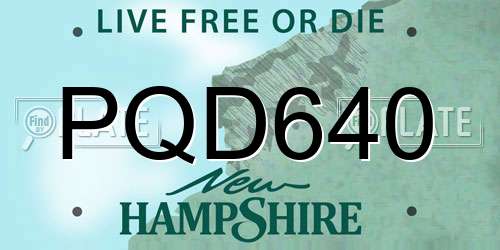 PQD640 New Hampshire License Plate