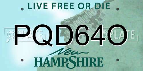 PQD64O New Hampshire License Plate