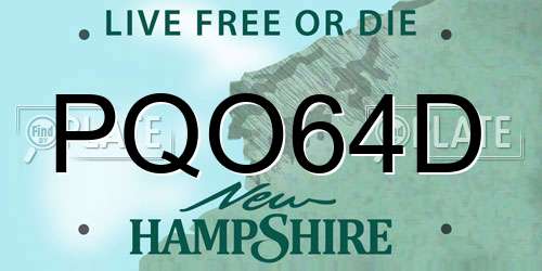 PQO64D New Hampshire License Plate