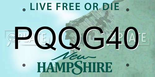 PQQG40 New Hampshire License Plate