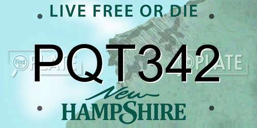 PQT342 New Hampshire License Plate