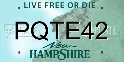 PQTE42 New Hampshire License Plate