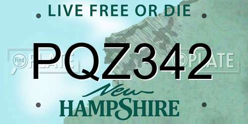 PQZ342 New Hampshire License Plate