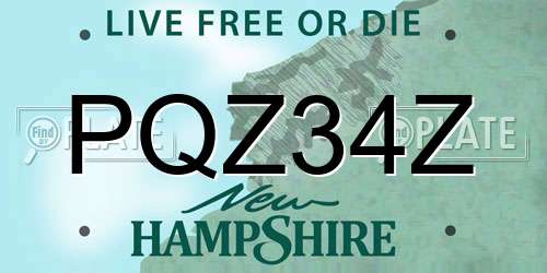 PQZ34Z New Hampshire License Plate