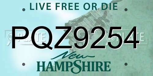 PQZ9254 New Hampshire License Plate