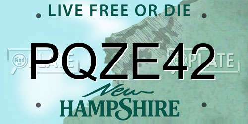 PQZE42 New Hampshire License Plate