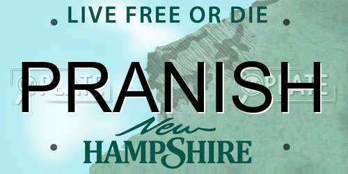 PRANISH New Hampshire License Plate