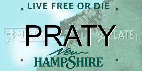 PRATY New Hampshire License Plate
