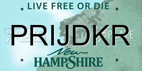 PRIJDKR New Hampshire License Plate