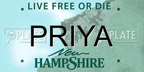 PRIYA New Hampshire License Plate