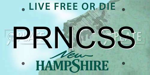 PRNCSS New Hampshire License Plate
