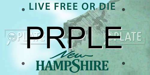 PRPLE New Hampshire License Plate