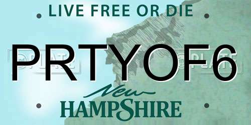 PRTYOF6 New Hampshire License Plate