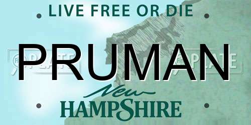 PRUMAN New Hampshire License Plate