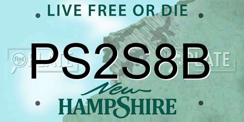 PS2S8B New Hampshire License Plate