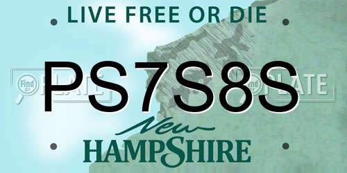 PS7S8S New Hampshire License Plate