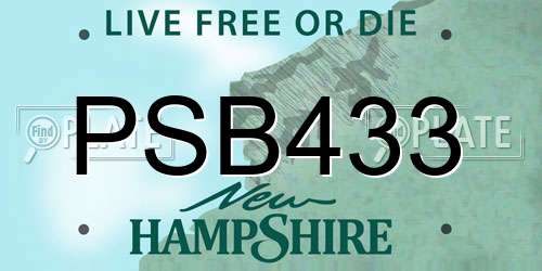 PSB433 New Hampshire License Plate