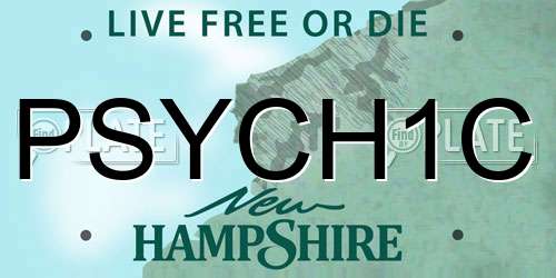 PSYCH1C New Hampshire License Plate